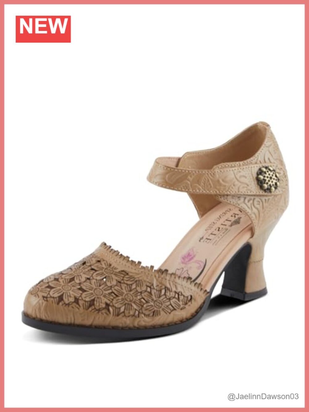 Hand Painted Leather D'Orsay Pumps with Ankle Strap